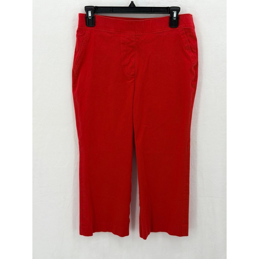 Spanx Pants Womens Medium Petite Red Cropped Polished Kick Flare Stretch Pull On